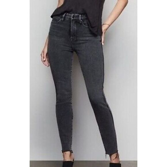 Good American Good Waist Raw Edge Jeans in Black Sz. 10/30 - Picture 1 of 7